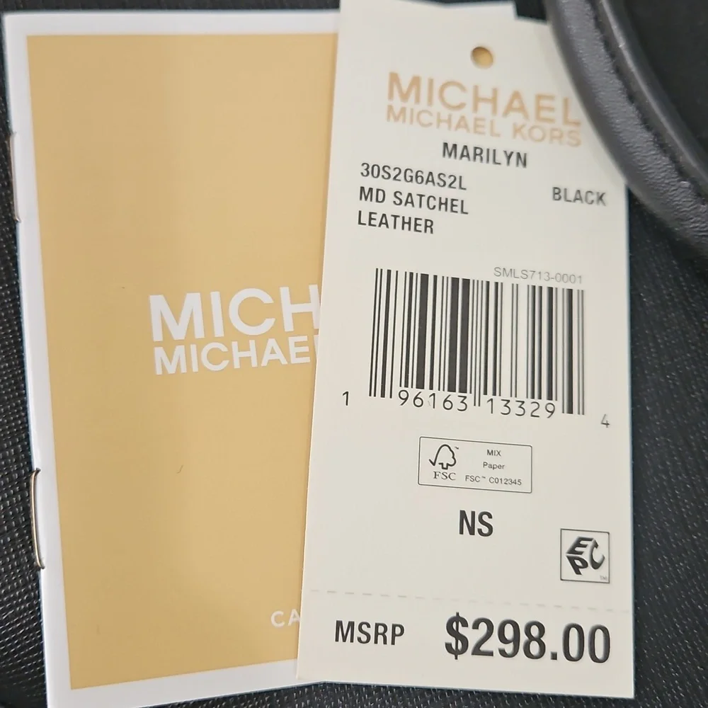 NEW MICHAEL Michael Kors Marilyn Medium Leather Satchel Black - Picture 3 of 8